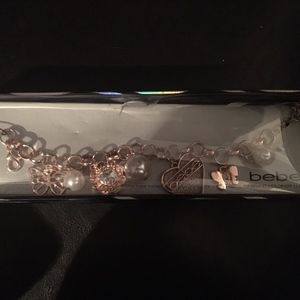 bebe Butterfly Heart Flower Pearls Bracelet